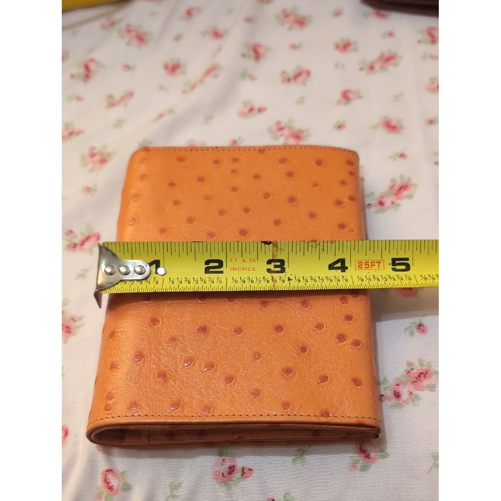 Vintage Gary's Ostrich Orange Textured Leather Card & Key Holder